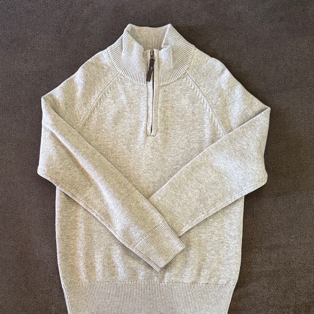 Crewcuts Kids' Heather Gray Cotton Knit Quarter-Zip Sweater
